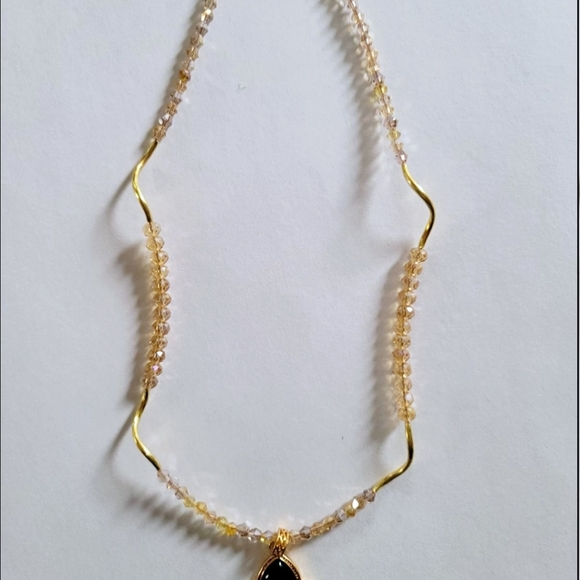 DOORKNOCKER PENDANT CHAMPAGNE  SWAROVSKI  CRYSTAL NECKLACE  ORIGINAL DESIGN - Picture 2 of 3